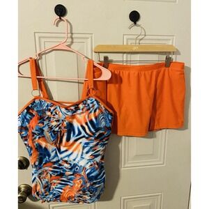 Eternatastic Women's Tankini & Skirt Bottom * Blue & White *‎ XXL * New